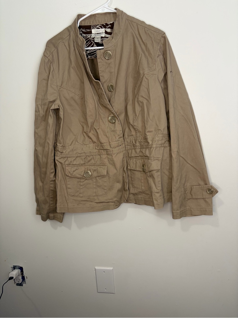 Christopher & Banks Khaki Utility Jacket with Button Front
